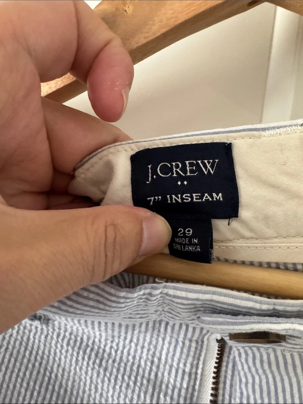 J. Crew Blue and White Seersucker Flat-Front Men's Shorts